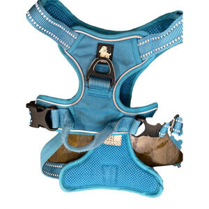 TRUE LOVE Dog Harness No Pull Nylon Reflective Pet Harness Adjustable Blue Mediu